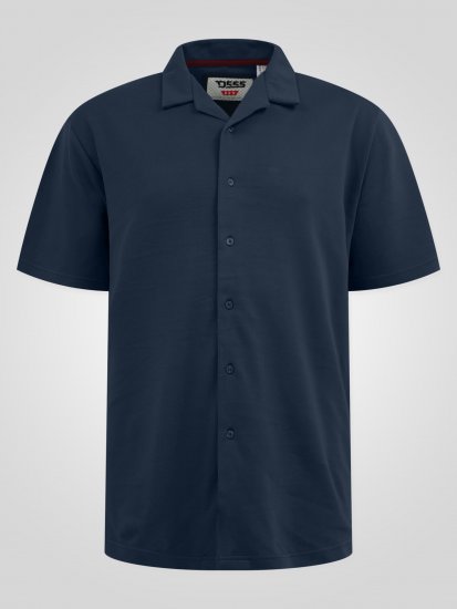 D555 Connor Stretch Cuban Collar Resort Short Sleeve Shirt Navy - Särgid - Meeste suured särgid 2XL – 8XL