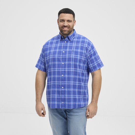 North Latitude 51145 Checked Short Sleeve Shirt Cobolt Blue - Lühikeste varrukatega särgid - Meeste Lühikeste varrukatega särgid 