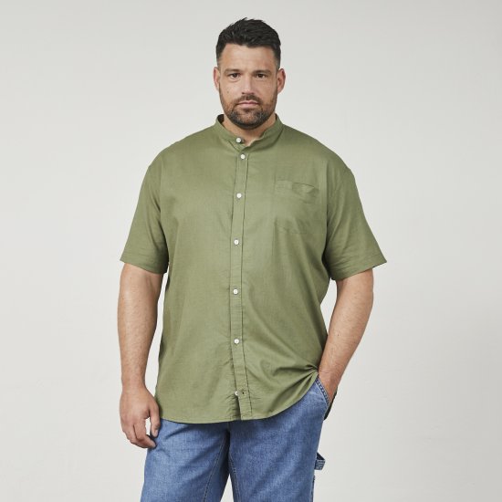 North Latitude 61109 Lühikeste Varrukatega Särk Püstkraega Oliivroheline - Särgid - Meeste suured särgid 2XL – 8XL