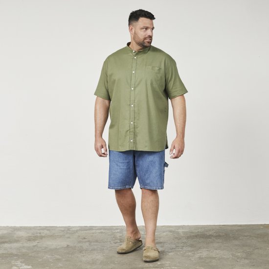 North Latitude 61109 Lühikeste Varrukatega Särk Püstkraega Oliivroheline - Särgid - Meeste suured särgid 2XL – 8XL
