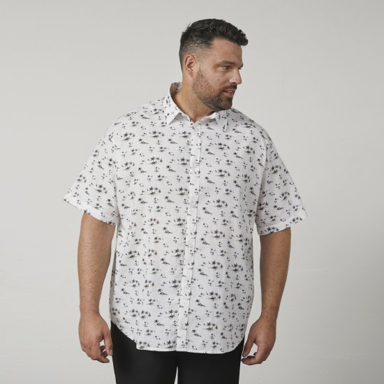 North Latitude 61111 Trükitud Linane Lühikeste Varrukatega Särk Valge - Särgid - Meeste suured särgid 2XL – 8XL