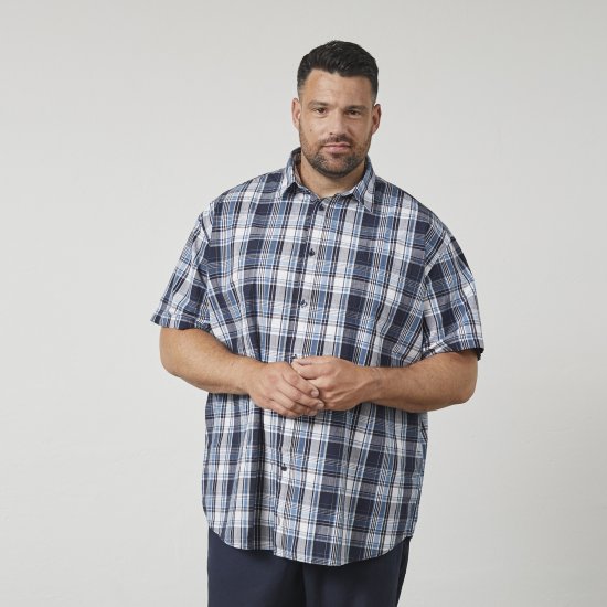 North Latitude 61115 Ruuduline Särk Extra-Pika Kereosaga Tumesinine - Särgid - Meeste suured särgid 2XL – 8XL