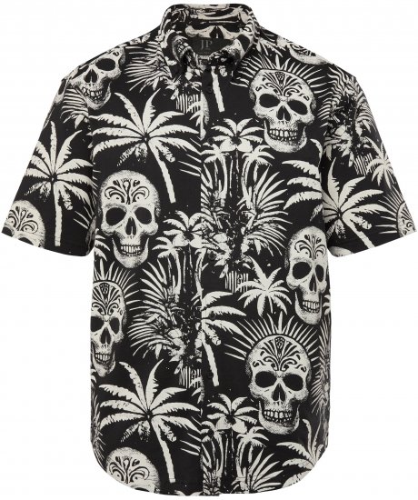 JP1880 Skull Pattern Jersey Short Sleeve Shirt Black - Särgid - Meeste suured särgid 2XL – 8XL