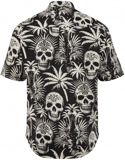 JP1880 Skull Pattern Jersey Short Sleeve Shirt Black - Särgid - Meeste suured särgid 2XL – 8XL