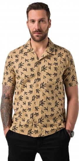 JP1880 Boxy Cuba Short Sleeve Shirt Camel - Särgid - Meeste suured särgid 2XL – 8XL
