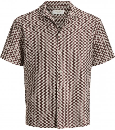 Jack & Jones Montauk Crochet Short Sleeve Shirt Dark Red - Lühikeste varrukatega särgid - Meeste Lühikeste varrukatega särgid 