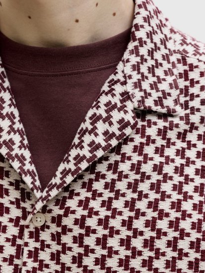 Jack & Jones Montauk Crochet Short Sleeve Shirt Dark Red - Lühikeste varrukatega särgid - Meeste Lühikeste varrukatega särgid 