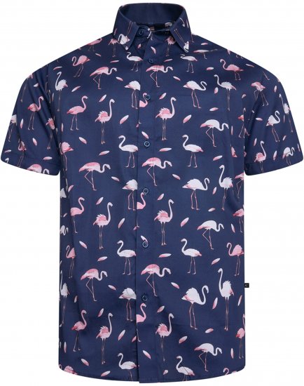 Kam Jeans 6068 Flamingo Short Sleeve Shirt Navy - Särgid - Meeste suured särgid 2XL – 8XL