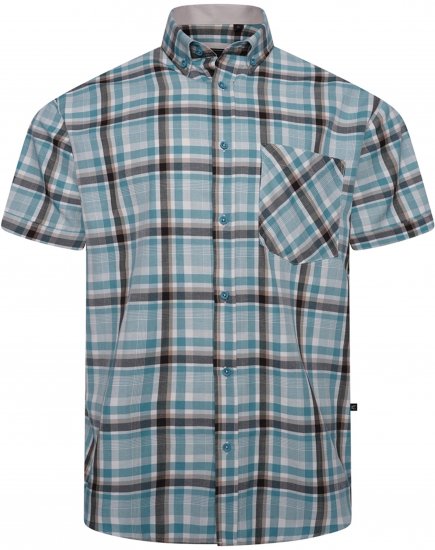 Kam Jeans 6339 Checked Short Sleeve Shirt Mineral Blue - Särgid - Meeste suured särgid 2XL – 8XL