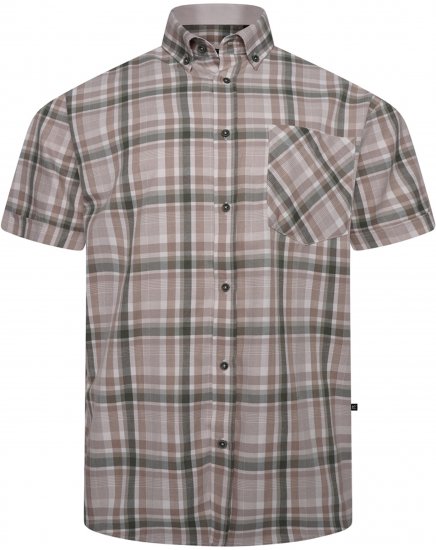 Kam Jeans 6339 Checked Short Sleeve Shirt Beige - Särgid - Meeste suured särgid 2XL – 8XL