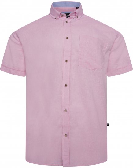 Kam Jeans 6340 Linen Mix Short Sleeve Shirt Pink - Särgid - Meeste suured särgid 2XL – 8XL