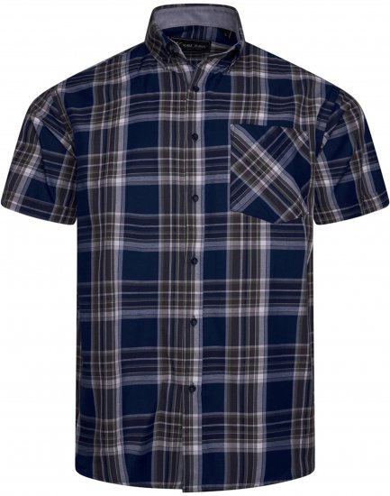 Kam jeans 6350 Casual Checked Short Sleeve Shirt Indigo - Särgid - Meeste suured särgid 2XL – 8XL