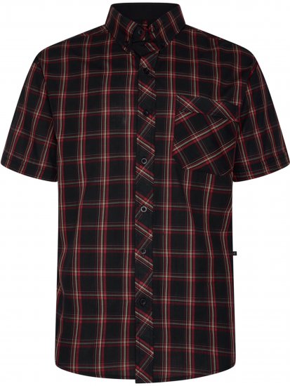 Kam Jeans 6365 Checked Short Sleeve Shirt Burgundy - Särgid - Meeste suured särgid 2XL – 8XL