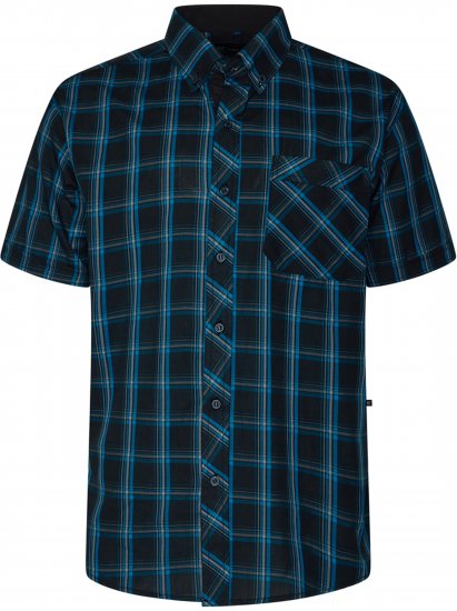 Kam Jeans 6365 Checked Short Sleeve Shirt Turquoise - Särgid - Meeste suured särgid 2XL – 8XL