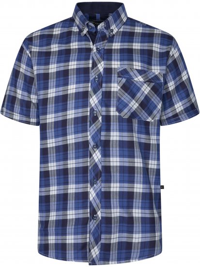 Kam Jeans 6369 Checked Short Sleeve Shirt Blue - Särgid - Meeste suured särgid 2XL – 8XL