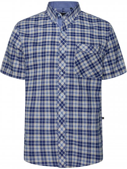 Kam Jeans 6370 Checked Short Sleeve Shirt Blue - Särgid - Meeste suured särgid 2XL – 8XL