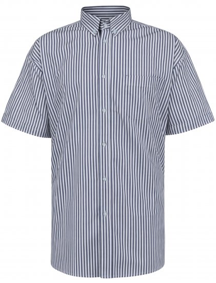 Kam Jeans 6375 Casual Striped Short Sleeve Shirt Navy - Särgid - Meeste suured särgid 2XL – 8XL
