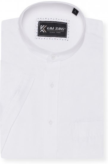 Kam Jeans P020 Premium Short Sleeve Oxford Shirt White - Särgid - Meeste suured särgid 2XL – 8XL