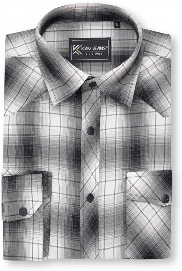 Kam Jeans 6352 Western Twin Pocket Long Sleeve Shirt Charcoal - Särgid - Meeste suured särgid 2XL – 8XL