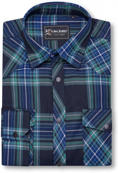 Kam Jeans 6353 Western Check Shirt Navy - Särgid - Meeste suured särgid 2XL – 8XL