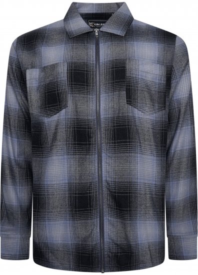 Kam Jeans 6354 Zip Through Check Shirt Charcoal - Särgid - Meeste suured särgid 2XL – 8XL