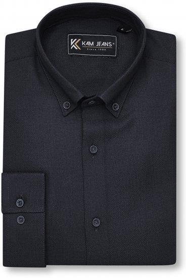 Kam Jeans 6357 Dobby Weave Shirt Black - Särgid - Meeste suured särgid 2XL – 8XL