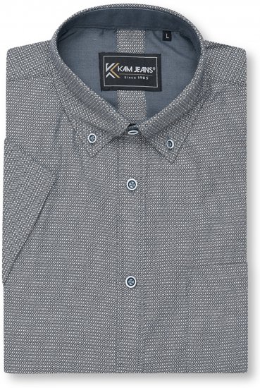 Kam Jeans 6359 All Over Geo Print Shirt Charcoal - Särgid - Meeste suured särgid 2XL – 8XL
