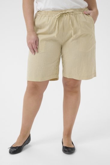 Kaffe Curve Nana Triibulised lühikesed püksid Chincilla/Valge triibuline - Teksad & Püksid Suuremates Suurustes – Plus Size - 