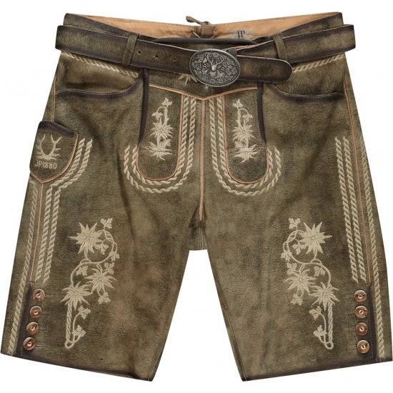 JP1880 Shorts Goat Suede with Belt Buckle Traditional Moss Green - Pidulikud rõivad - Pidulikud rõivad – Tähistamiseks Stiilselt ja Mugavalt