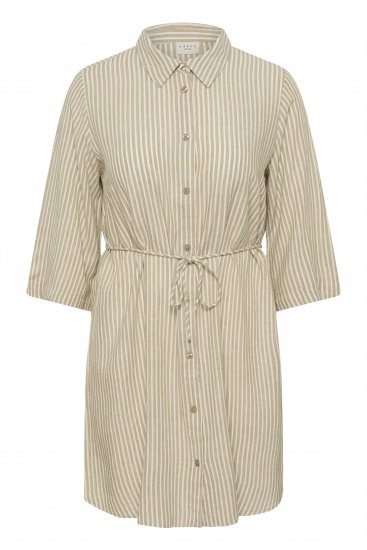 Kaffe Curve Milla Short Shirt Dress Chinchilla/Chalk Stripe - Minikleidid - 