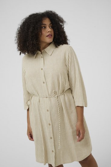 Kaffe Curve Milla Short Shirt Dress Chinchilla/Chalk Stripe - Minikleidid - 