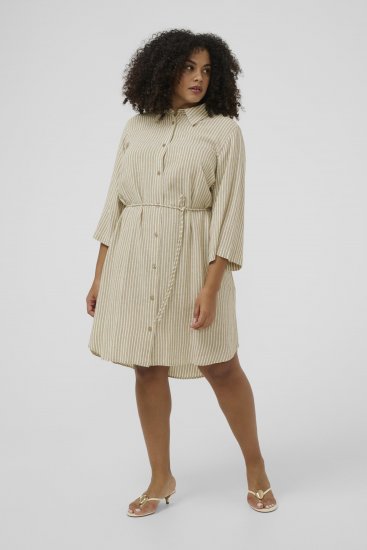 Kaffe Curve Milla Short Shirt Dress Chinchilla/Chalk Stripe - Minikleidid - 