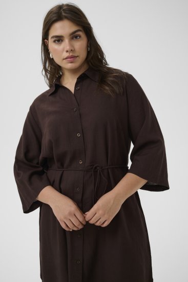 Kaffe Curve Mille Short Shirt Dress Black Coffee Brown - Minikleidid - 