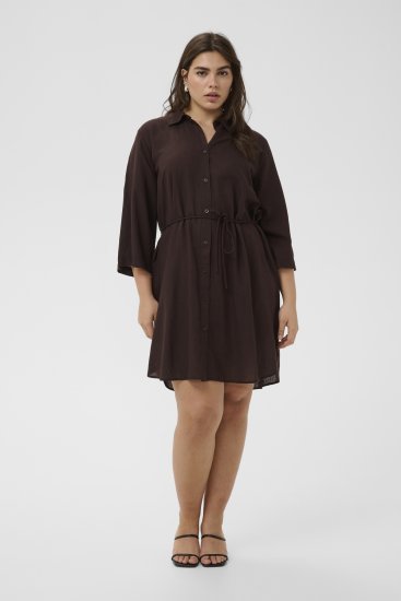 Kaffe Curve Mille Short Shirt Dress Black Coffee Brown - Minikleidid - 
