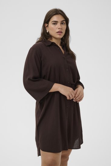 Kaffe Curve Mille Short Shirt Dress Black Coffee Brown - Minikleidid - 