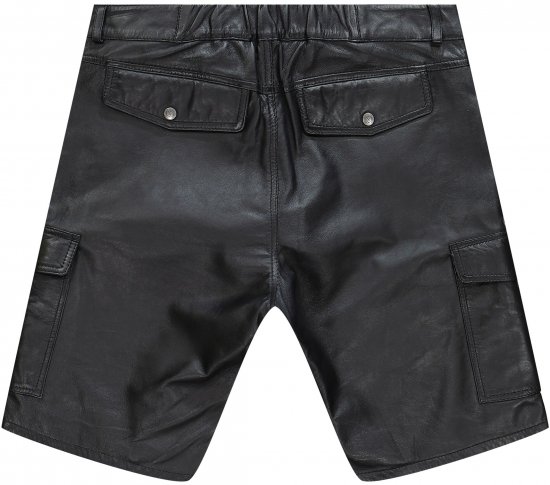 JP1880 Leather Shorts Cargo Pockets Lamb Nappa Leather Black - Lühikesed püksid - Lühikesed Püksid suured suurused: W40-W60