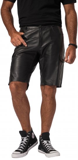 JP1880 Leather Shorts Cargo Pockets Lamb Nappa Leather Black - Lühikesed püksid - Lühikesed Püksid suured suurused: W40-W60