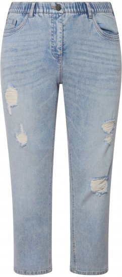 Ulla Popken Stonewashed Distressed Boyfriend Jeans Light Blue - Teksad & Püksid Suuremates Suurustes – Plus Size - 