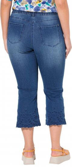 Ulla Popken Cropped Flared Eyelet Jeans Denim Blue - Teksad & Püksid Suuremates Suurustes – Plus Size - 