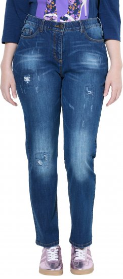 Ulla Popken Lightly Distressed Stretch Fit Jeans Blue Denim - Teksad & Püksid Suuremates Suurustes – Plus Size - 