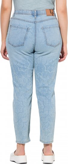 Ulla Popken Tile Laser Print Stretch Fit Jeans Light Light Blue Denim - Teksad & Püksid Suuremates Suurustes – Plus Size - 