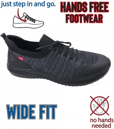 D555 Aylesbury Hands Free Knitted Shoes Faux Laces Black - Vabaaja jalanõud - 