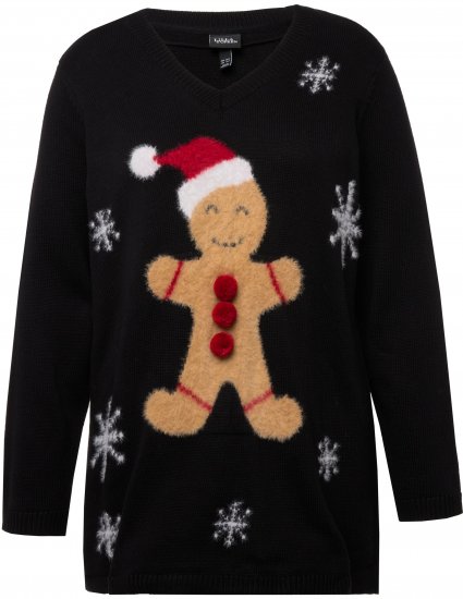 Ulla Popken Gingerbread Man Christmas Sweater Black - Sviitrid ja dressipluusid - 