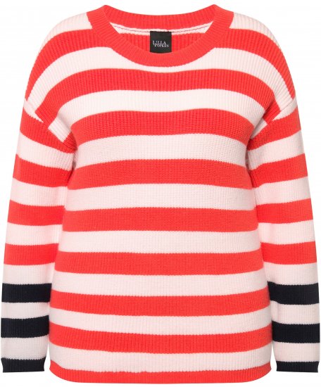 Ulla Popken Mixed Stripe Long Sleeve Sweater Hibiscus Red - Sviitrid ja dressipluusid - 