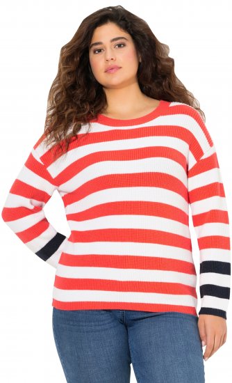 Ulla Popken Mixed Stripe Long Sleeve Sweater Hibiscus Red - Sviitrid ja dressipluusid - 