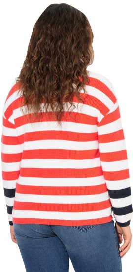 Ulla Popken Mixed Stripe Long Sleeve Sweater Hibiscus Red - Sviitrid ja dressipluusid - 