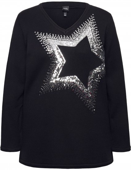 Ulla Popken Sequined Star Rolled Edge Sweater Black - Sviitrid ja dressipluusid - 