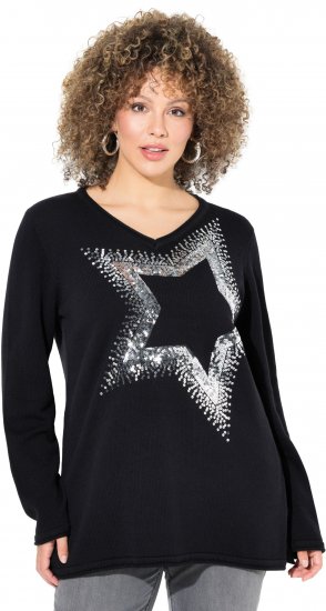 Ulla Popken Sequined Star Rolled Edge Sweater Black - Sviitrid ja dressipluusid - 