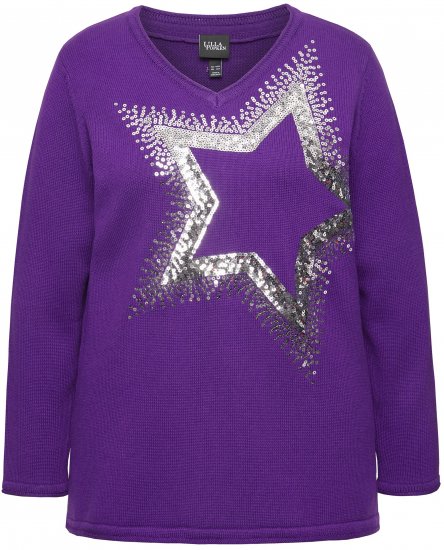 Ulla Popken Sequined Star Rolled Edge Sweater Dark Purple - Sviitrid ja dressipluusid - 