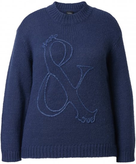 Ulla Popken Textured Glitter Embroidery Oversized Sweater Ink Blue - Sviitrid ja dressipluusid - 